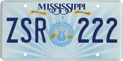 MS license plate ZSR222