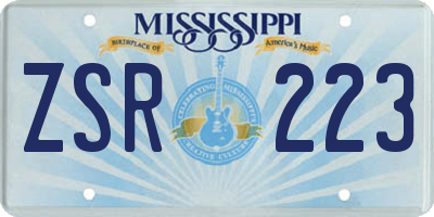 MS license plate ZSR223