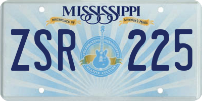 MS license plate ZSR225