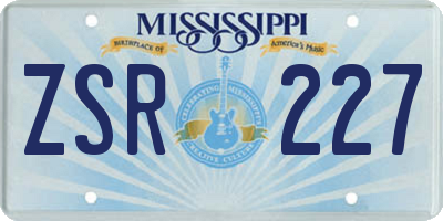 MS license plate ZSR227