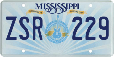 MS license plate ZSR229