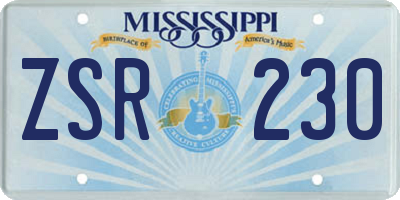 MS license plate ZSR230