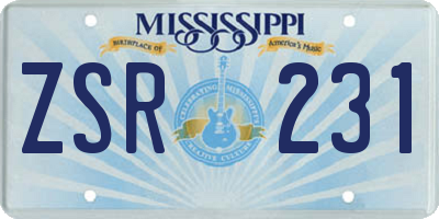 MS license plate ZSR231