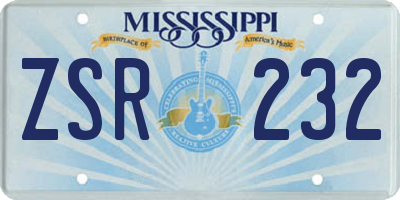 MS license plate ZSR232