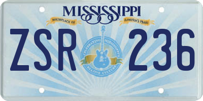 MS license plate ZSR236
