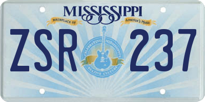 MS license plate ZSR237