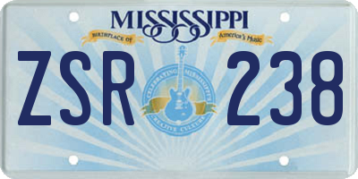 MS license plate ZSR238