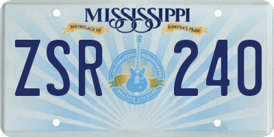 MS license plate ZSR240