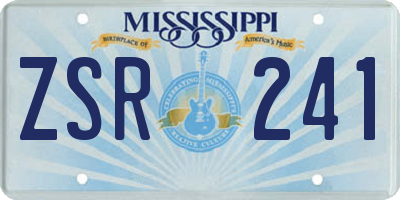 MS license plate ZSR241