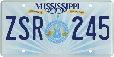 MS license plate ZSR245