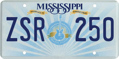 MS license plate ZSR250