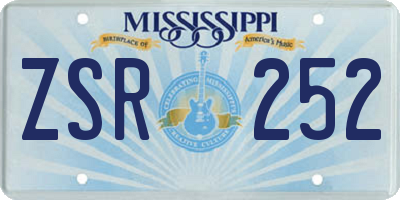 MS license plate ZSR252
