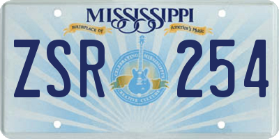 MS license plate ZSR254