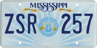 MS license plate ZSR257