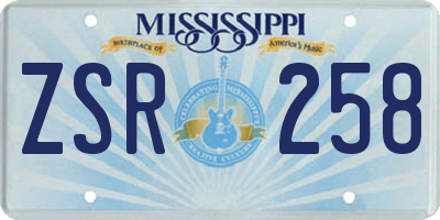 MS license plate ZSR258