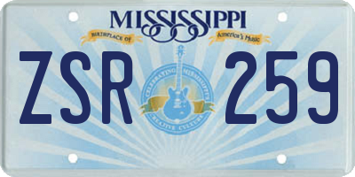 MS license plate ZSR259