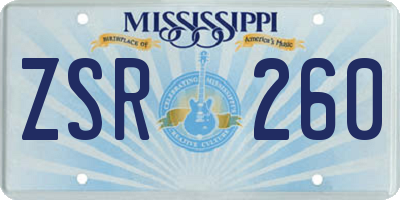 MS license plate ZSR260