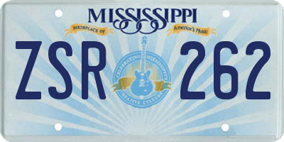 MS license plate ZSR262