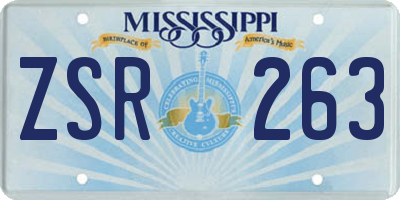 MS license plate ZSR263