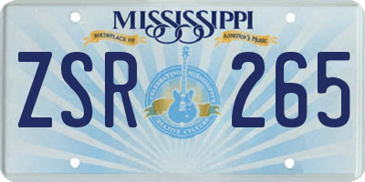 MS license plate ZSR265