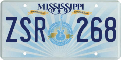 MS license plate ZSR268