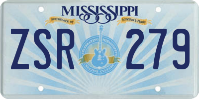 MS license plate ZSR279