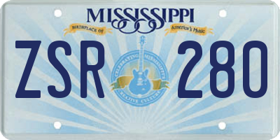 MS license plate ZSR280
