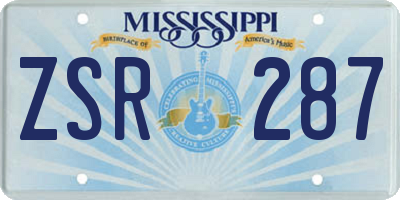 MS license plate ZSR287