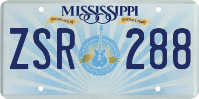 MS license plate ZSR288