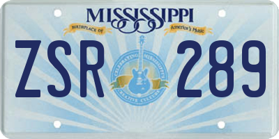 MS license plate ZSR289