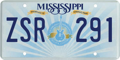 MS license plate ZSR291