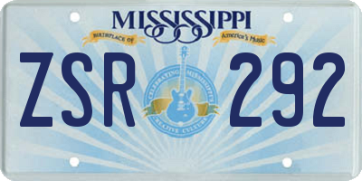 MS license plate ZSR292
