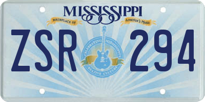 MS license plate ZSR294