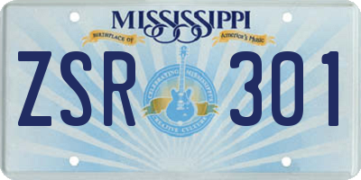 MS license plate ZSR301