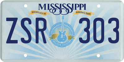 MS license plate ZSR303