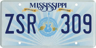 MS license plate ZSR309