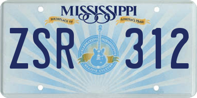 MS license plate ZSR312
