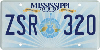 MS license plate ZSR320