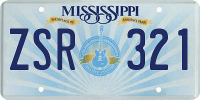 MS license plate ZSR321