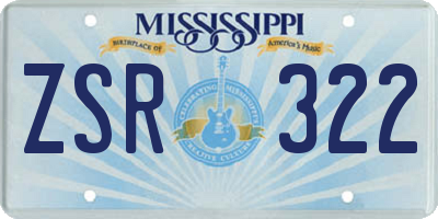 MS license plate ZSR322