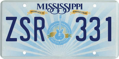 MS license plate ZSR331