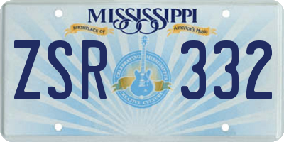 MS license plate ZSR332