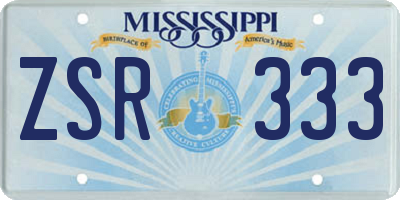 MS license plate ZSR333