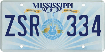 MS license plate ZSR334