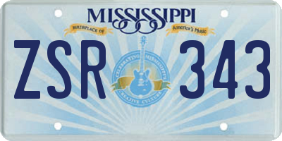 MS license plate ZSR343