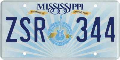 MS license plate ZSR344