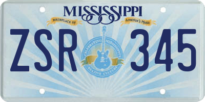 MS license plate ZSR345