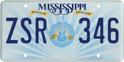 MS license plate ZSR346