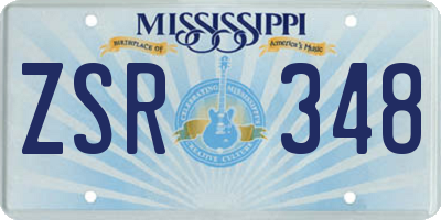 MS license plate ZSR348
