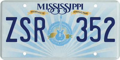 MS license plate ZSR352